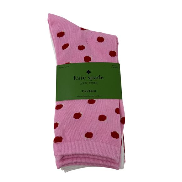 kate spade Accessories - Kate Spade New York Womens Polka Dot Crew Socks Pink Red 3 Pack One Size Set